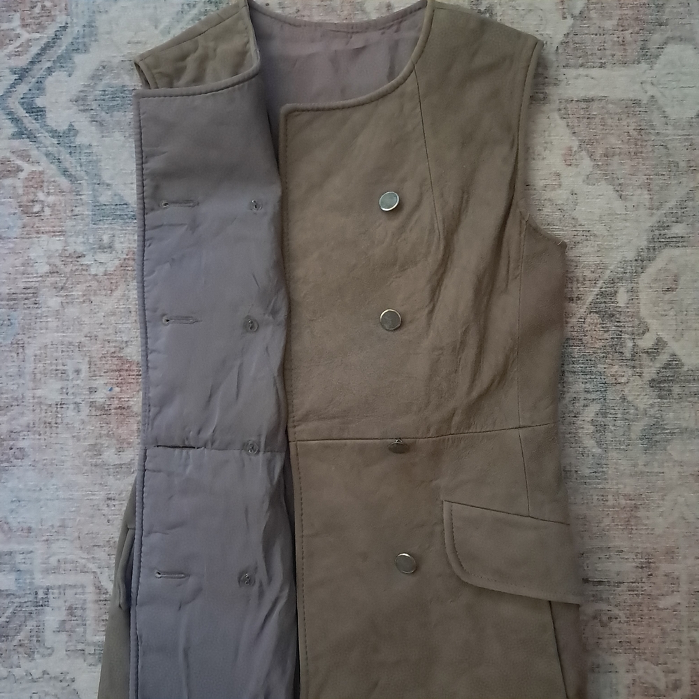Handmade Suede Mod Button-Up Mini-Dress - Picture 6 of 14